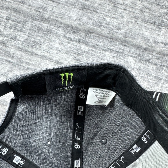 New Era 9FIFTY Monster Energy Hat Men's Adjustable Grey Black Neon Green Cap - Picture 7 of 9